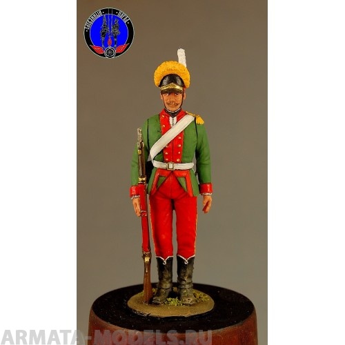 ОП.60.041 Фигура из белого металла  Рядовой мушкетёрского полка, с 1786 по 1796 год. Россия  Студия Оловянный Парад