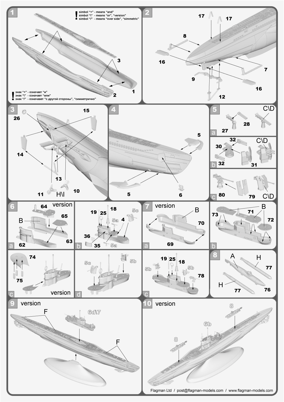 235022F Германская подводная лодка тип VII C special version Флагман