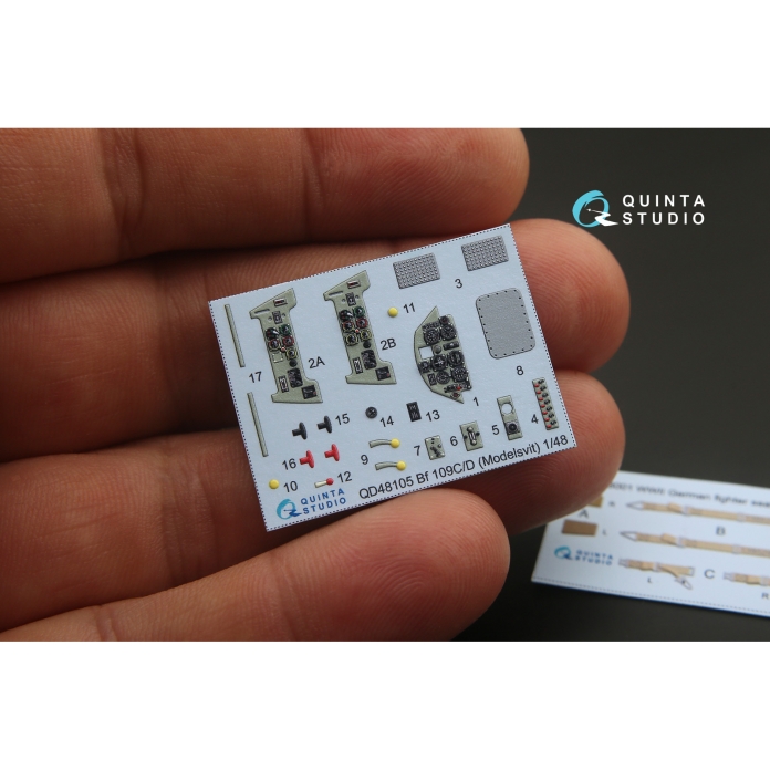 QD48105 3D Декаль интерьера кабины Bf 109C/D (для модели Modelsvit)