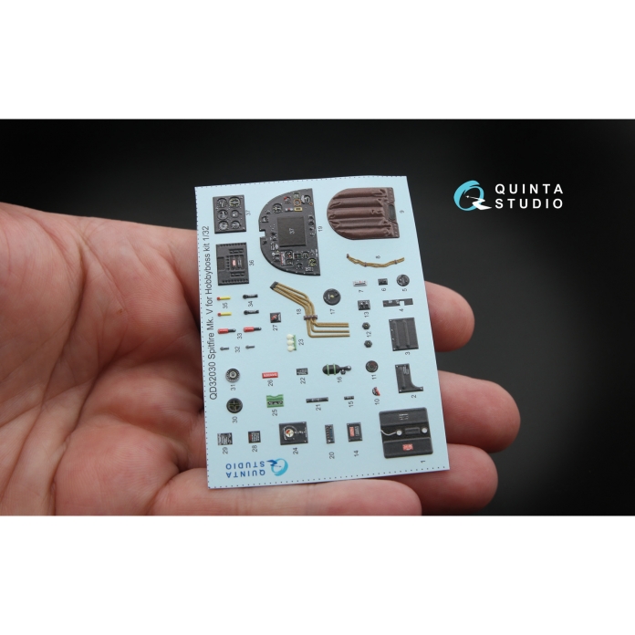QD32030 3D Декаль интерьера кабины Spitfire Mk.V (для модели Hobbyboss)