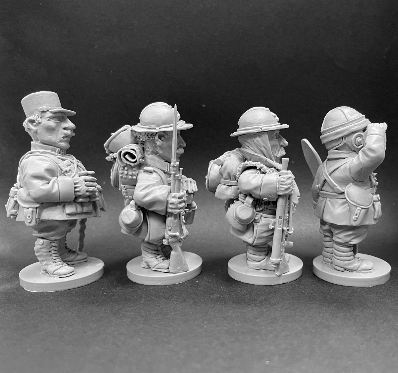 CHM-50.11. WW1: Французская армия №1. В комплекте 4 фигуры. Материал - смола. Chronos Miniatures