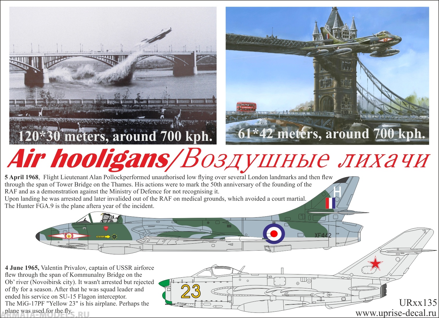 UR48135 Декали для Air hooligans Hawker Hunter FGA.9 & MiG-17PF