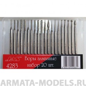 4283 Боры алмазные, набор 20 шт.,Lux