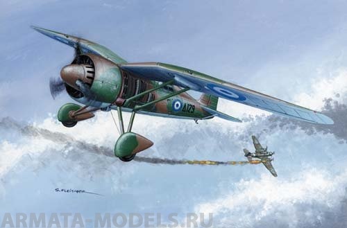 48107 Самолёт PZL P.24F Grecki samolot mysliwski z dzialkiem 20mm Oerlikon Mirage Hobby