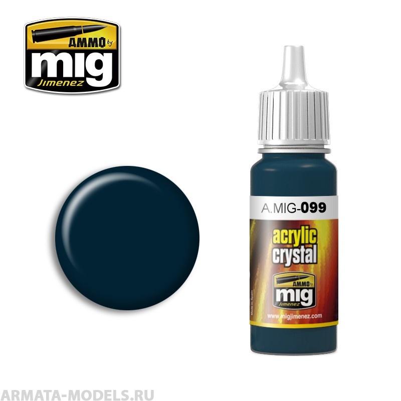 AMIG0099 Ammo Mig Акриловая краска CRYSTAL BLACK BLUE (AND TAIL LIGHT OFF) 17 мл