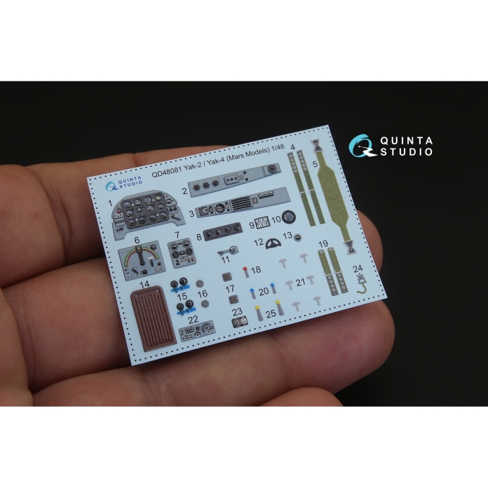 QD48081 3D Декаль интерьера кабины Як-2/Як-4 (для модели Mars Models)