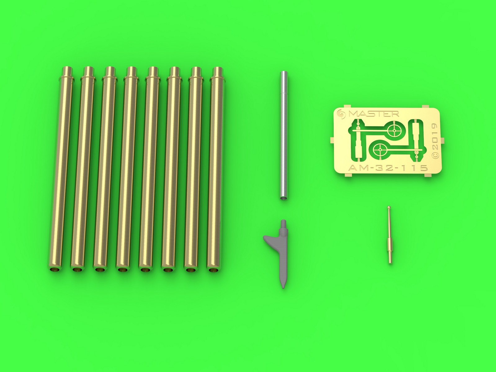 AM-32-115 P-47 Thunderbolt - набор деталей - взрывные трубы Browning .50, прицел и трубка Пито