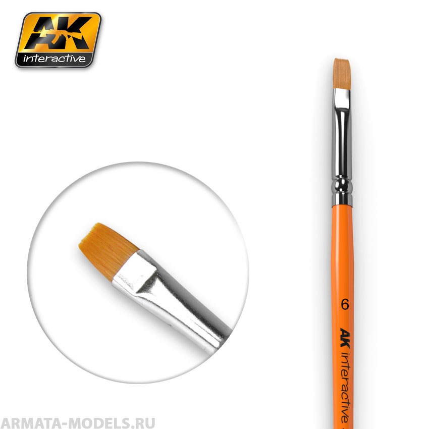 AK-611 Кисть художественная FLAT BRUSH 6 SYNTHETIC