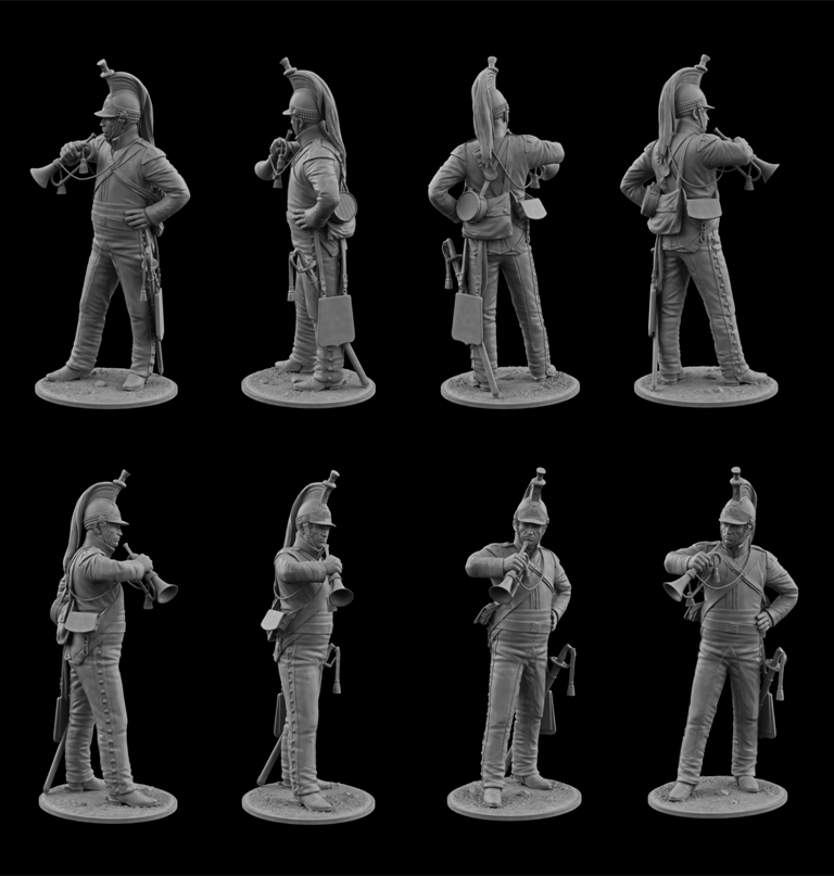 CHM-75072. Трубач драгунских полков, Британия 1812-15 гг. 75 мм. Материал - смола. Chronos Miniatures