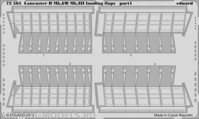 72565 Фототравление Lancaster B Mk.I/BMk.III landing flaps  для модели фирмы Airfix