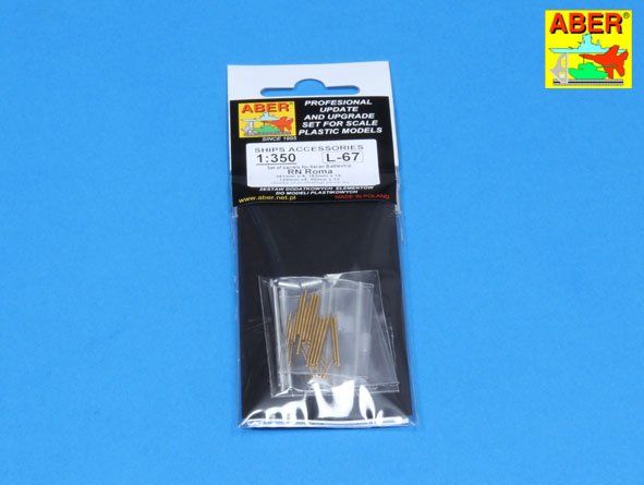 ABR-1:350-L-67  Дополнения для  Set of barrels for Italian Battleship: RN Roma 381mm x 9, 152mm x 12, 90mm x 12 для  1/350