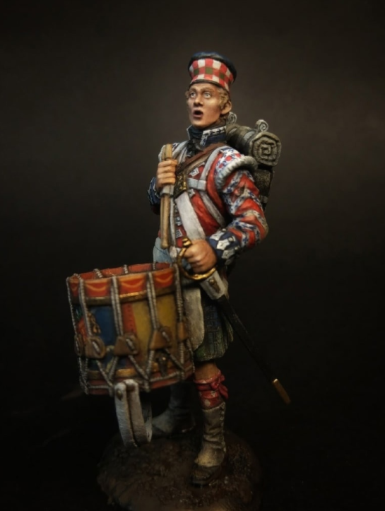 VD-54002(M). Барабанщик 42-го (Королевских Шотландских горцев) пехотного полка quot;Черная Стражаquot;, 1815 г. 54 мм. Материал - белый металл. Chronos Miniatures