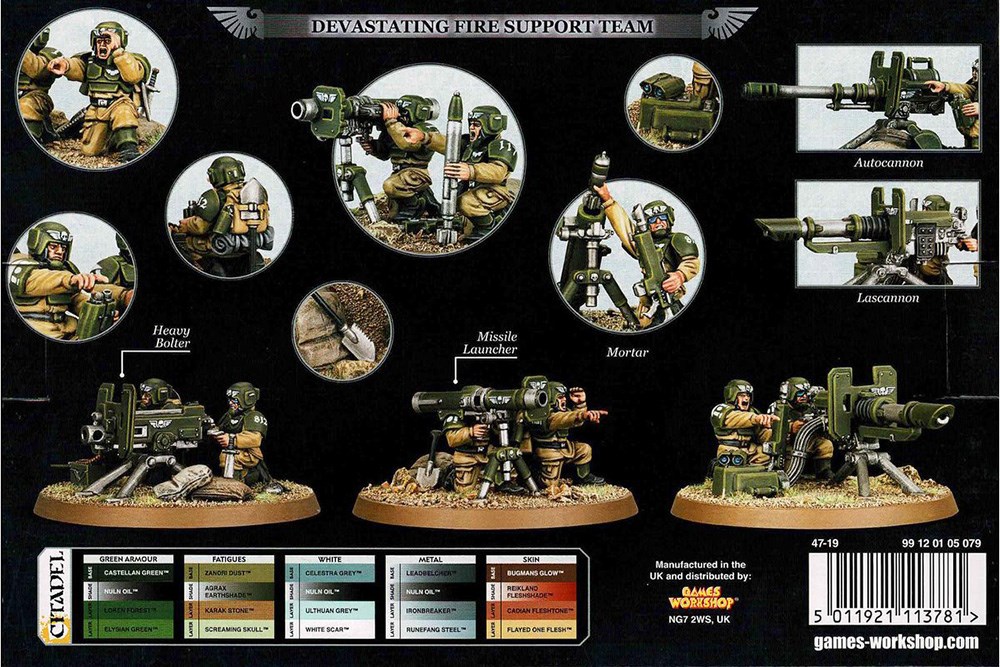 47-19GW Набор Астра Милитарум: тяжеловооружённый отряд Кадианцев (Astra Militarum Cadian Heavy Weapon Squad)