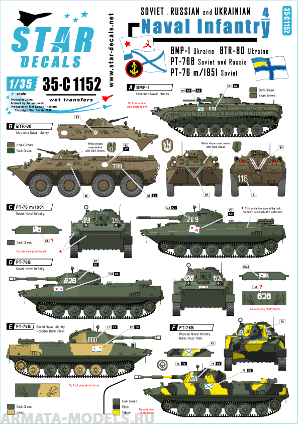 35-C1152SD Naval Infantry # 4. Soviet and Russian PT-76, and BMP-1, BTR-80 Ukrainian Naval Inf.