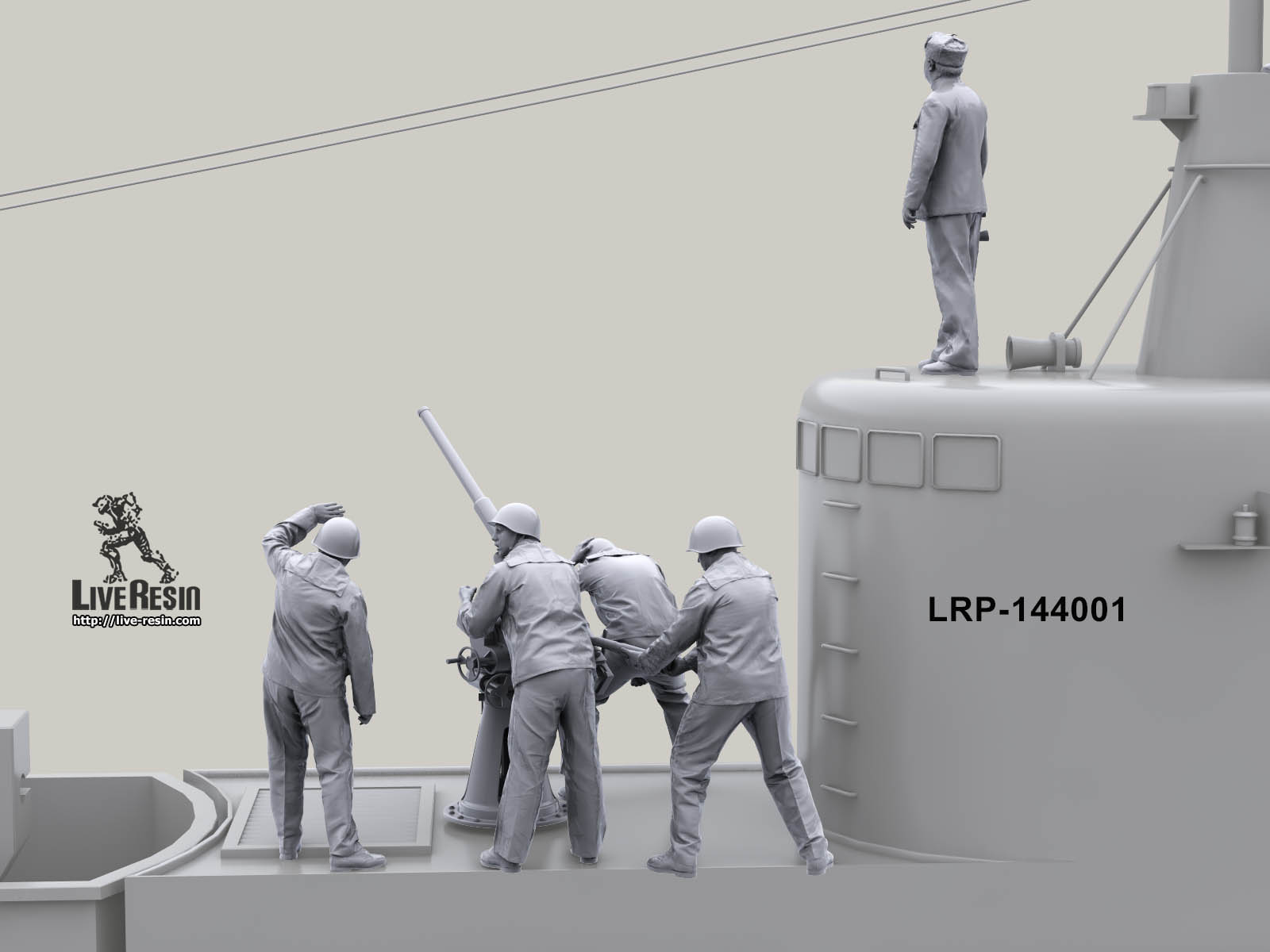 LRP144001 Моряки подводники. Артиллерийский расчет 45мм пушки 21-К и командир. Пять фигур и два варианта пушки