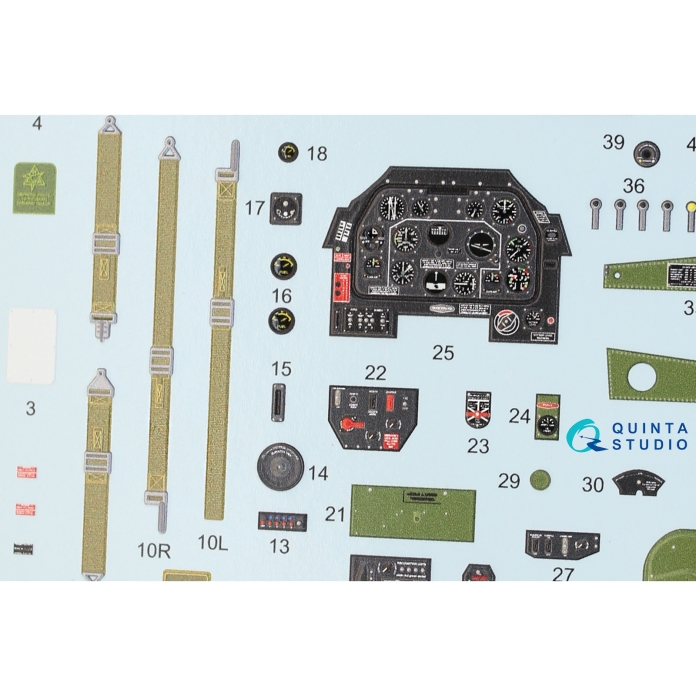 QD32005 3D Декаль интерьера кабины P-51D (ранний) (для модели Tamiya)