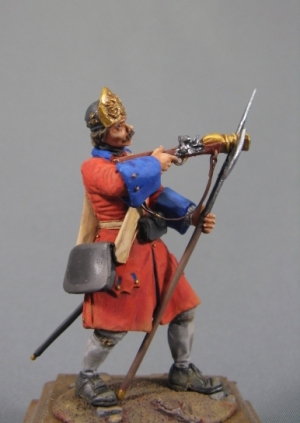 CHM-54103(M). Бомбардир артиллерийских полков, Россия 1720-е годы. 54 мм. Материал – белый металл Chronos Miniatures