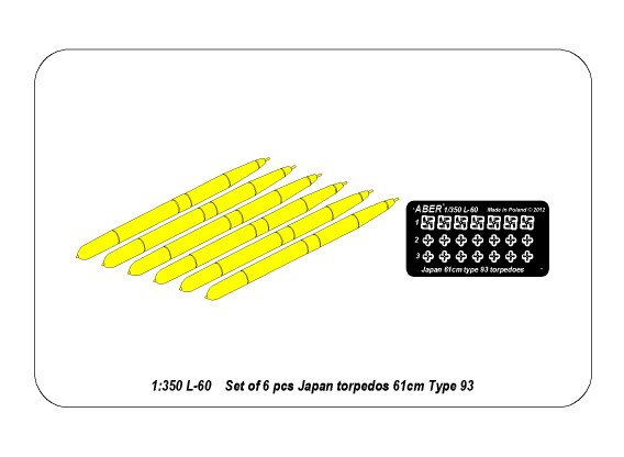 ABR-1:350-L-60  Дополнения для  Set of 6 Japan torpedoes 61cm Type 93 для  1/350
