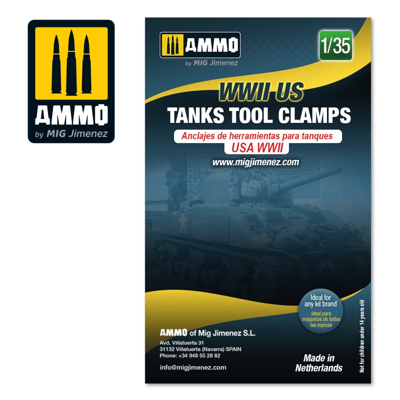 AMIG8083 Ammo Mig Набор креплений для танка  1/35 WWII US tanks tool clamps Ammo Mig