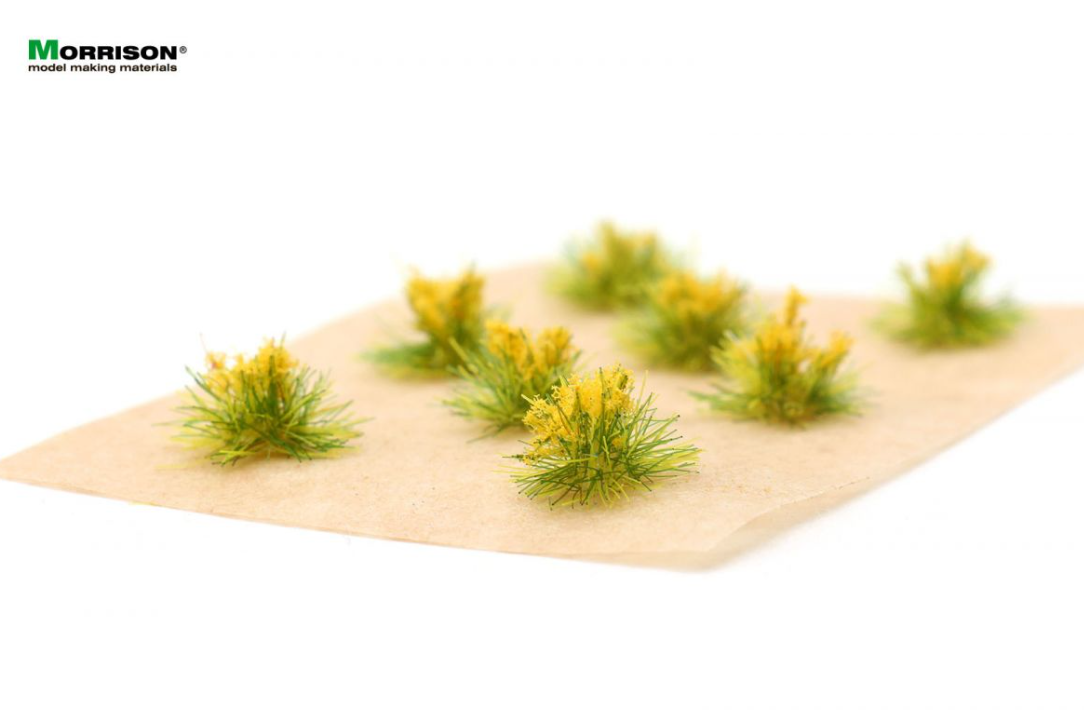 080tcv003 Желтые цветущие кочки для диорам. Набор 8 штук.