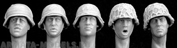 HGH20 5 more heads, German helmets with improvised covers 
